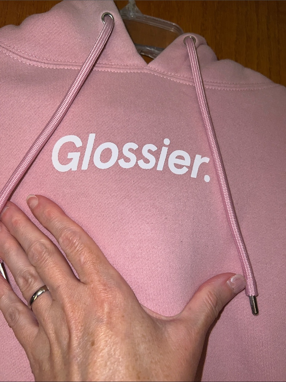 Glossier Soft Pink Logo Hoodie - Women's Sweatshirt - Picture 2 of 4